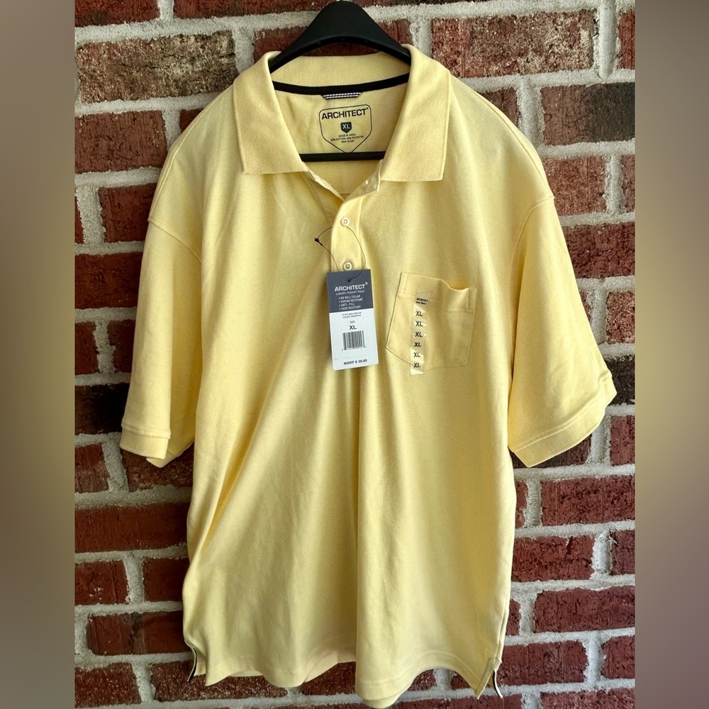 Architect Men's Yellow XL
Short Sleeve Polo Shirt New
With Tags